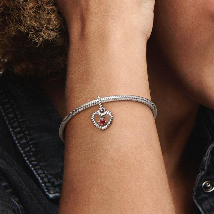 Charm Pendente Cuore Rosso Fuoco Luglio