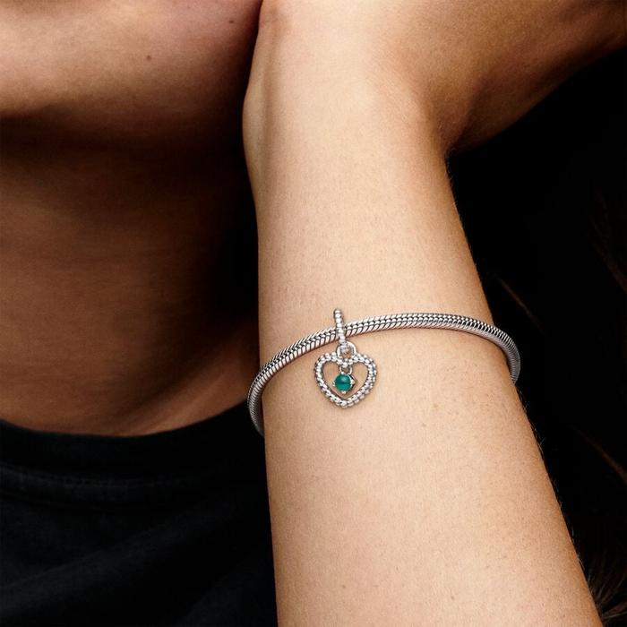 Pendentif Charm Coeur Vert Mai