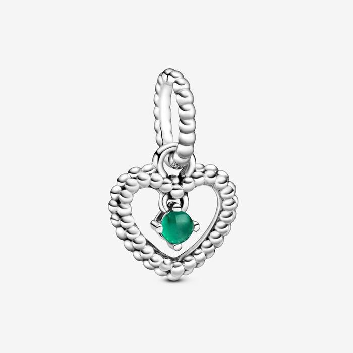 Pendentif Charm Coeur Vert Mai