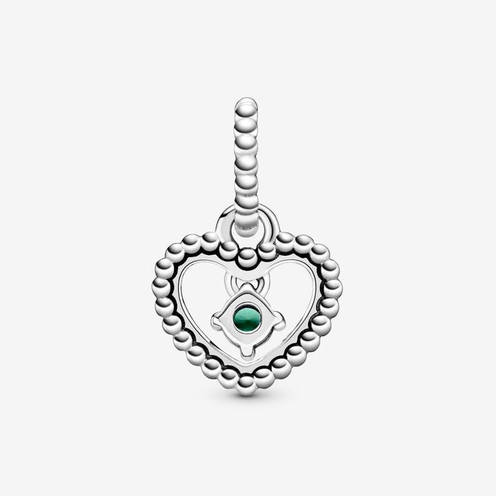 Pendentif Charm Coeur Vert Mai