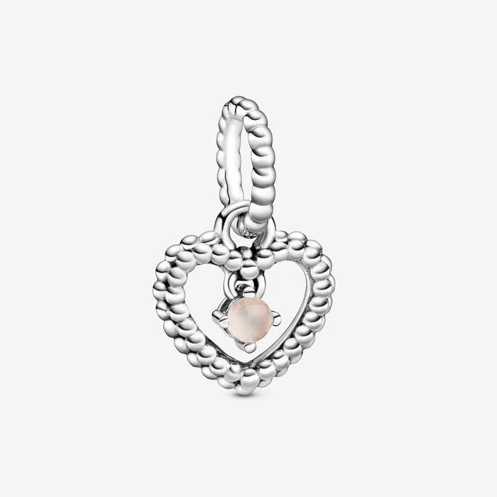 Pendentif Charm Coeur Rose de Juin