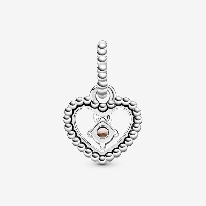 Pendentif Charm Coeur Rose de Juin