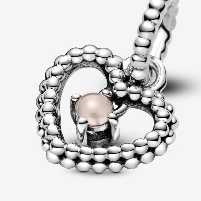 Pendentif Charm Coeur Rose de Juin