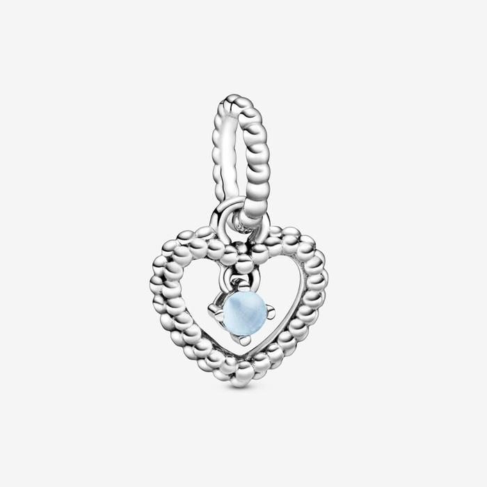 Pendentif Charm Coeur Bleu de Décembre