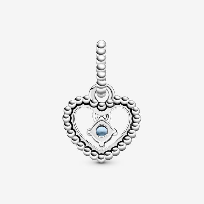 Pendentif Charm Coeur Bleu de Décembre