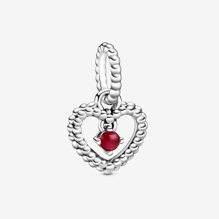 Dark Red Heart Pendant Charm January