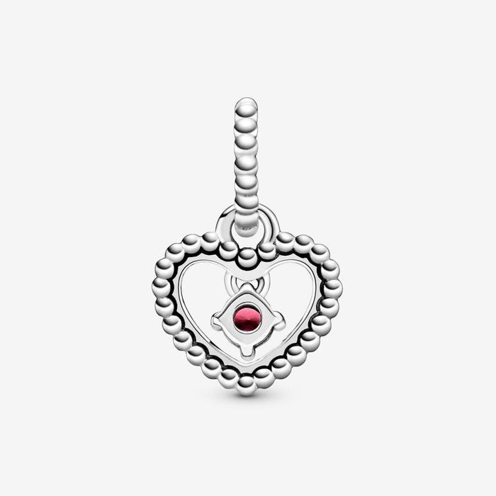 Dark Red Heart Pendant Charm January