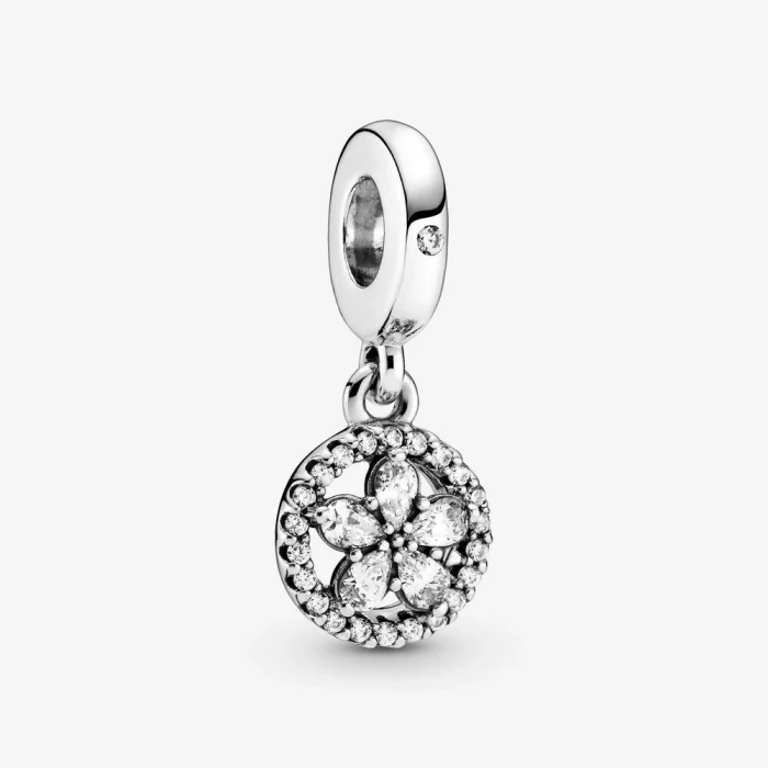 Sparkling Circle and Snowflake Pendant Charm