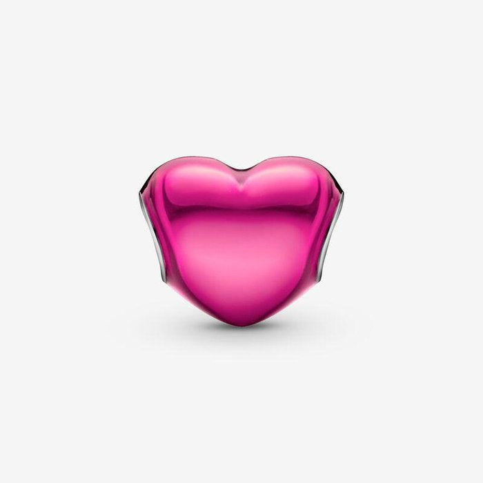 Charm Cuore Metallico Rosa