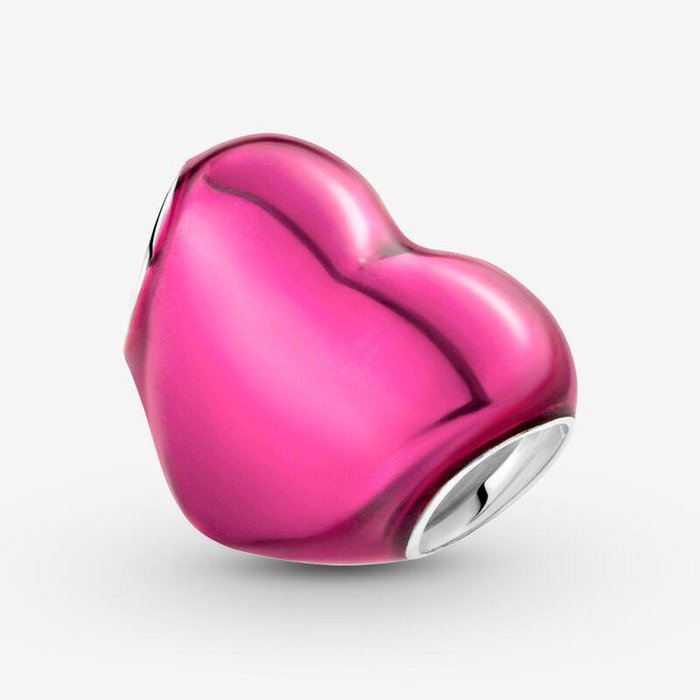 Charm Cuore Metallico Rosa