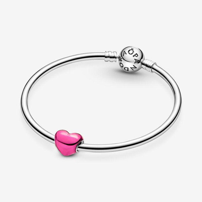 Charm Cuore Metallico Rosa