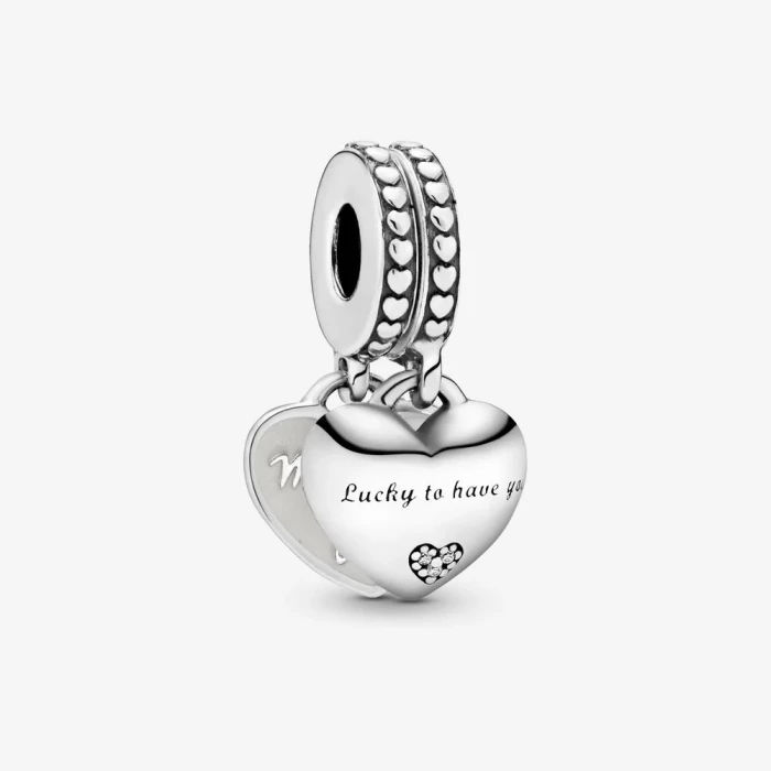 Charm pendente con doppio cuore Nuora e suocera