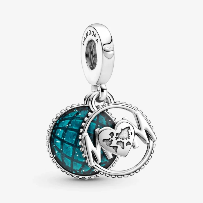 Mum pendant charm, with shiny globe
