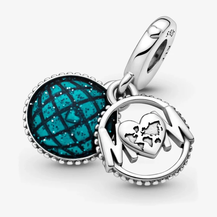 Mum pendant charm, with shiny globe