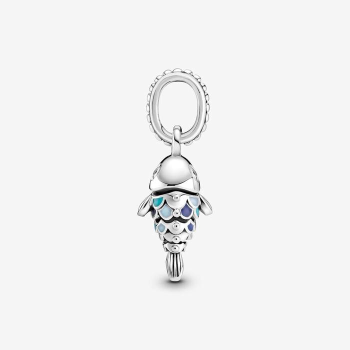 Pendentif Charm Poisson Bleu