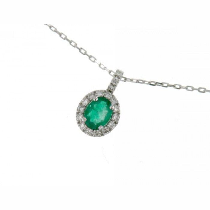 Collier ras du cou émeraude et laiton