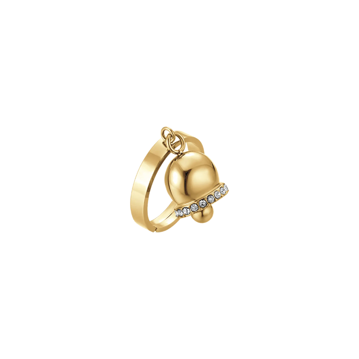 ANELLO DONNA IN ACCIAIO CON CAMPANELLA CON CRISTALLI BIANCHI