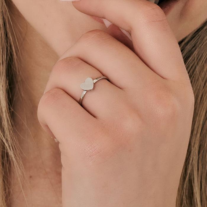 WOMEN'S STEEL RING WITH FULL HEART