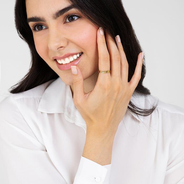 ANELLO DONNA IN ACCIAIO DORATO BE HAPPY FEEL GOOD
