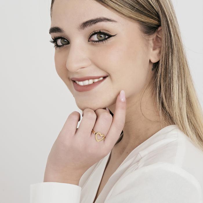 WOMEN'S RING IN IP GOLD STEEL WITH HEART