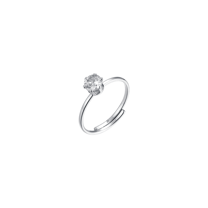 WOMEN'S SOLITAIRE RING IN STEEL WITH WHITE CRYSTAL