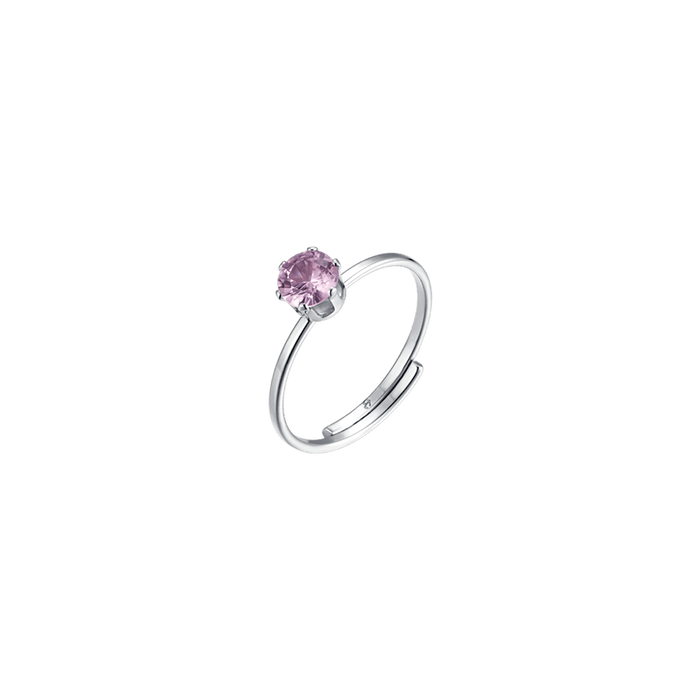 WOMEN'S SOLITAIRE RING IN STEEL WITH PINK CRYSTAL
