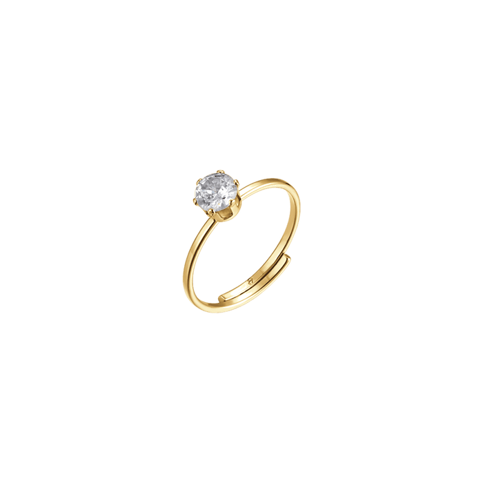 WOMEN'S SOLITAIRE RING IN STEEL WITH WHITE CRYSTAL