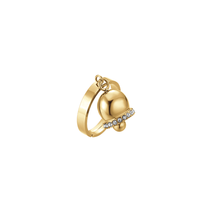 ANELLO DONNA IN ACCIAIO IP GOLD CON CAMPANELLA CON CRISTALLI BIANCHI