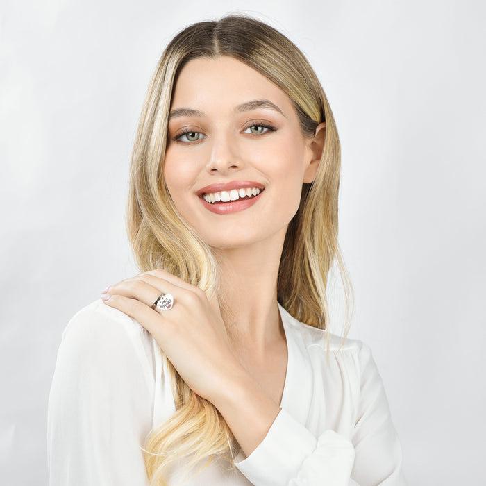 ANELLO DONNA IN ACCIAIO AMICA SPECIALE CON CUORE E ROSSO