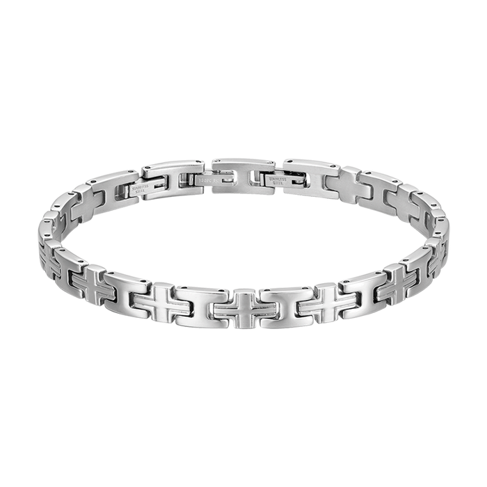 BRACELET HOMME EN MAILLE CROISÉE ACIER