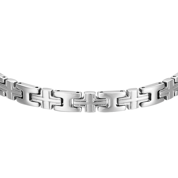 BRACELET HOMME EN MAILLE CROISÉE ACIER