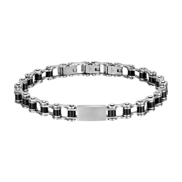 BRACCIALE UOMO IN ACCIAIO CATENA BICI IP NERO