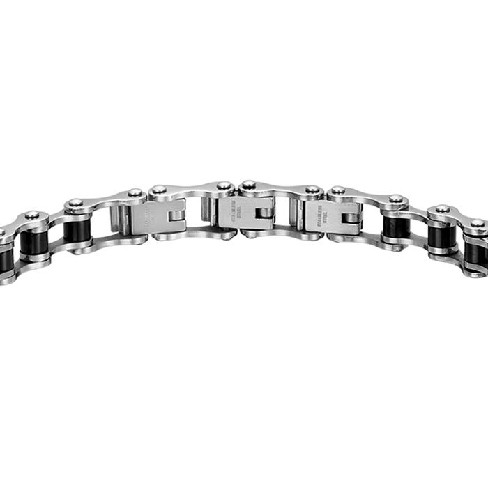 BRACCIALE UOMO IN ACCIAIO CATENA BICI IP NERO