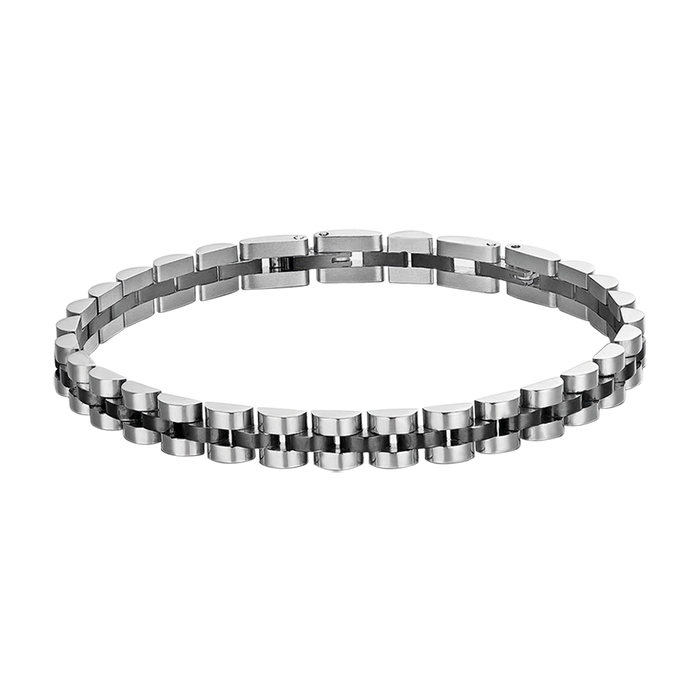 MEN'S BRACELET IN STEEL WITH BLACK IP DETAIL