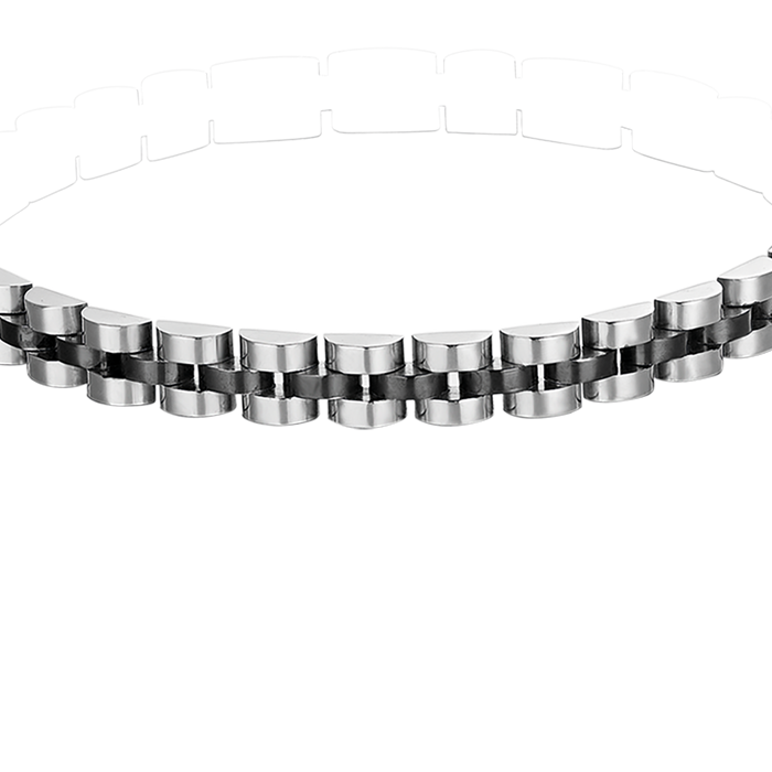 MEN'S BRACELET IN STEEL WITH BLACK IP DETAIL