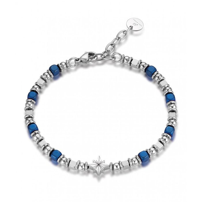 Bracelet With Blue Hematite And Compass Rose
