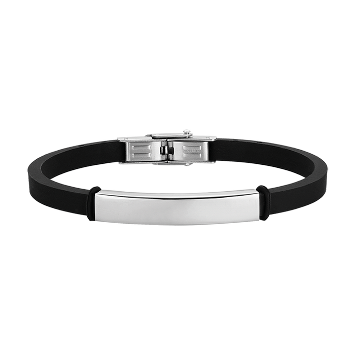 MEN'S SILICONE BRACELET WITH STEEL PLATE