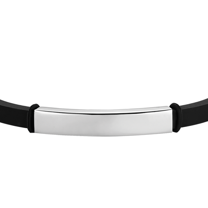 MEN'S SILICONE BRACELET WITH STEEL PLATE