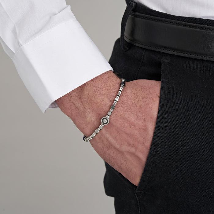 BRACCIALE UOMO IN ACCIAIO CON LAPIS E STELLA