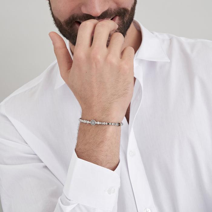 MEN'S STEEL BRACELET WITH TIGER'S EYE AND RUDDER