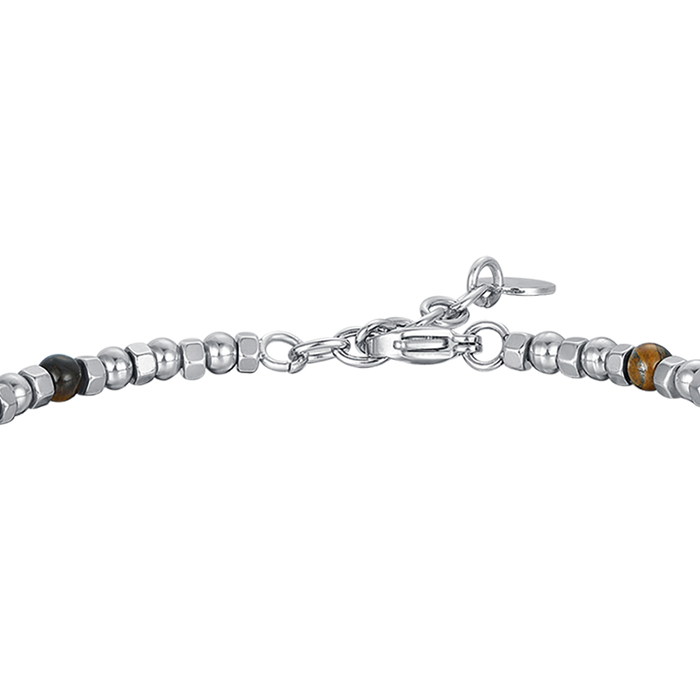 MEN'S STEEL BRACELET WITH TIGER'S EYE AND RUDDER