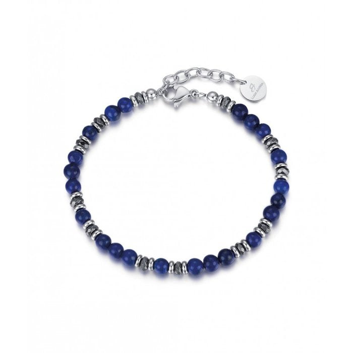 Bracelet With Blue Stones And Hematite