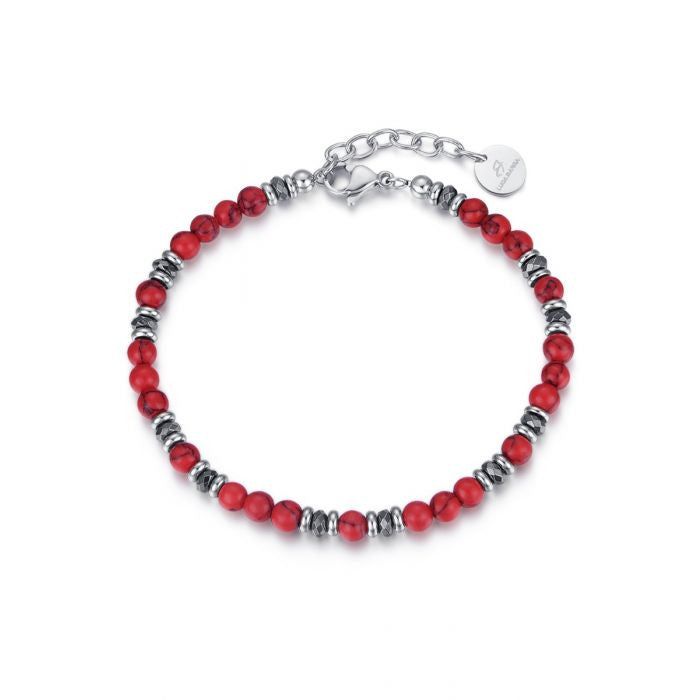 Bracelet With Red Stones And Hematite