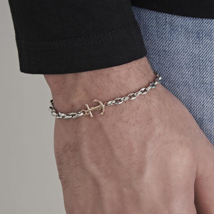 BRACELET HOMME EN ACIER AVEC ANCRE IP ROSE