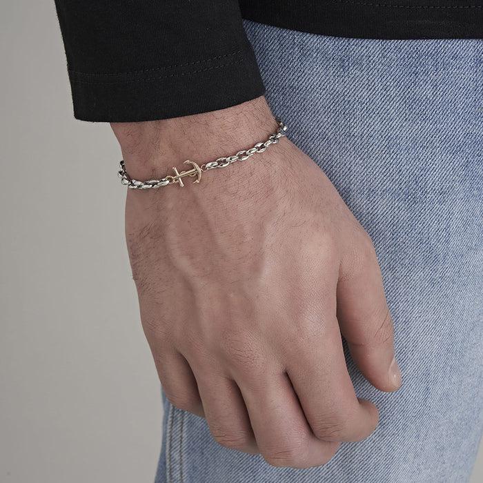 BRACELET HOMME EN ACIER AVEC ANCRE IP ROSE