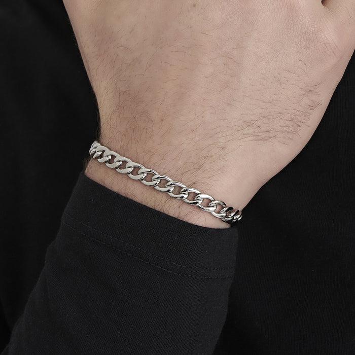BRACELET HOMME EN ACIER MAILLE ARGENTÉE