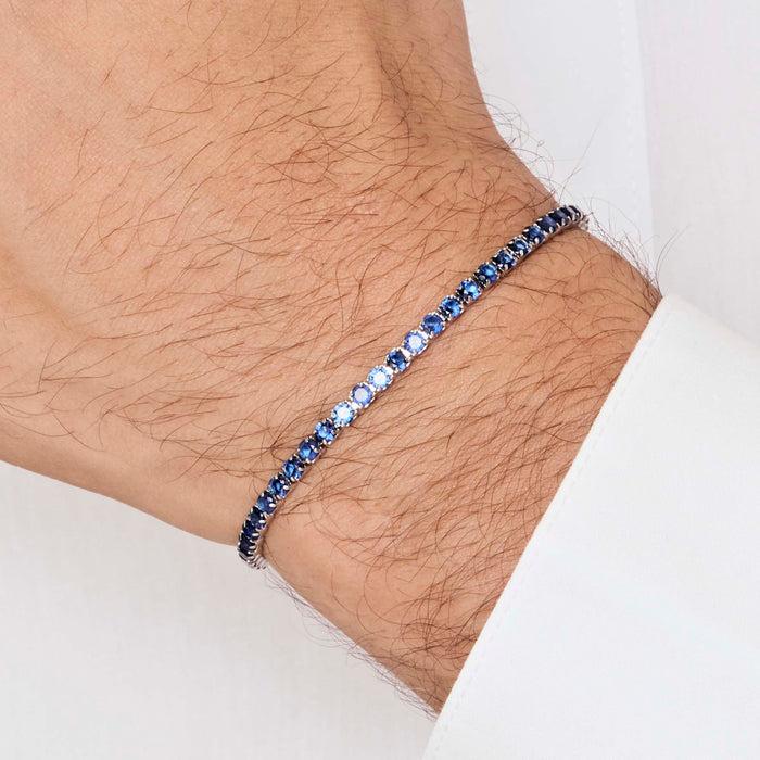 MEN'S TENNIS BRACELET IN STEEL WITH BLUE CRYSTALS