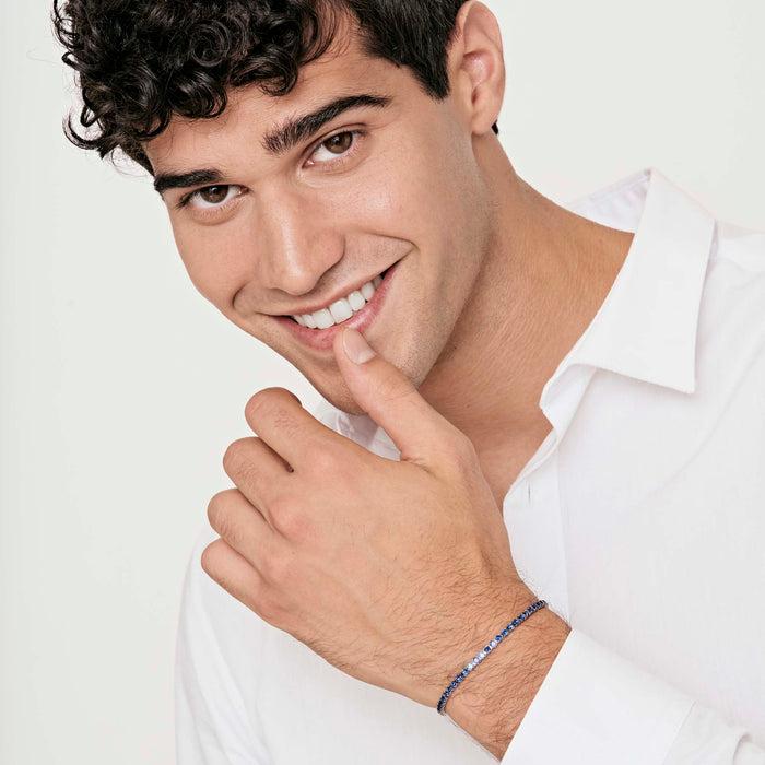 MEN'S TENNIS BRACELET IN STEEL WITH BLUE CRYSTALS