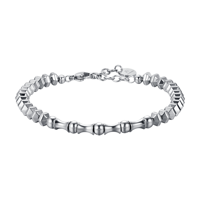 BRACCIALE UOMO IN ACCIAIO CON EMATITE SILVER ED ELEMENTI IN ACCIAIO