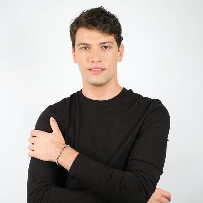 BRACCIALE UOMO IN ACCIAIO CON EMATITE SILVER ED ELEMENTI IN ACCIAIO